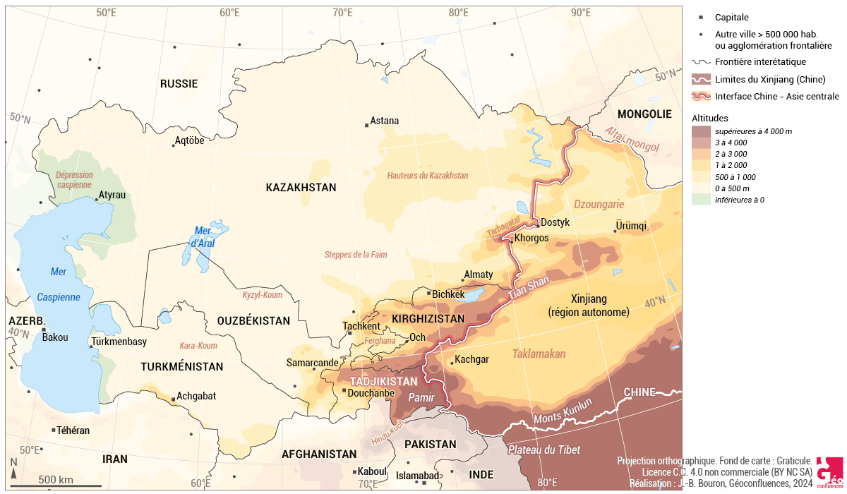 L'Asie centrale et sa frontière avec le Xinjiang chinois
