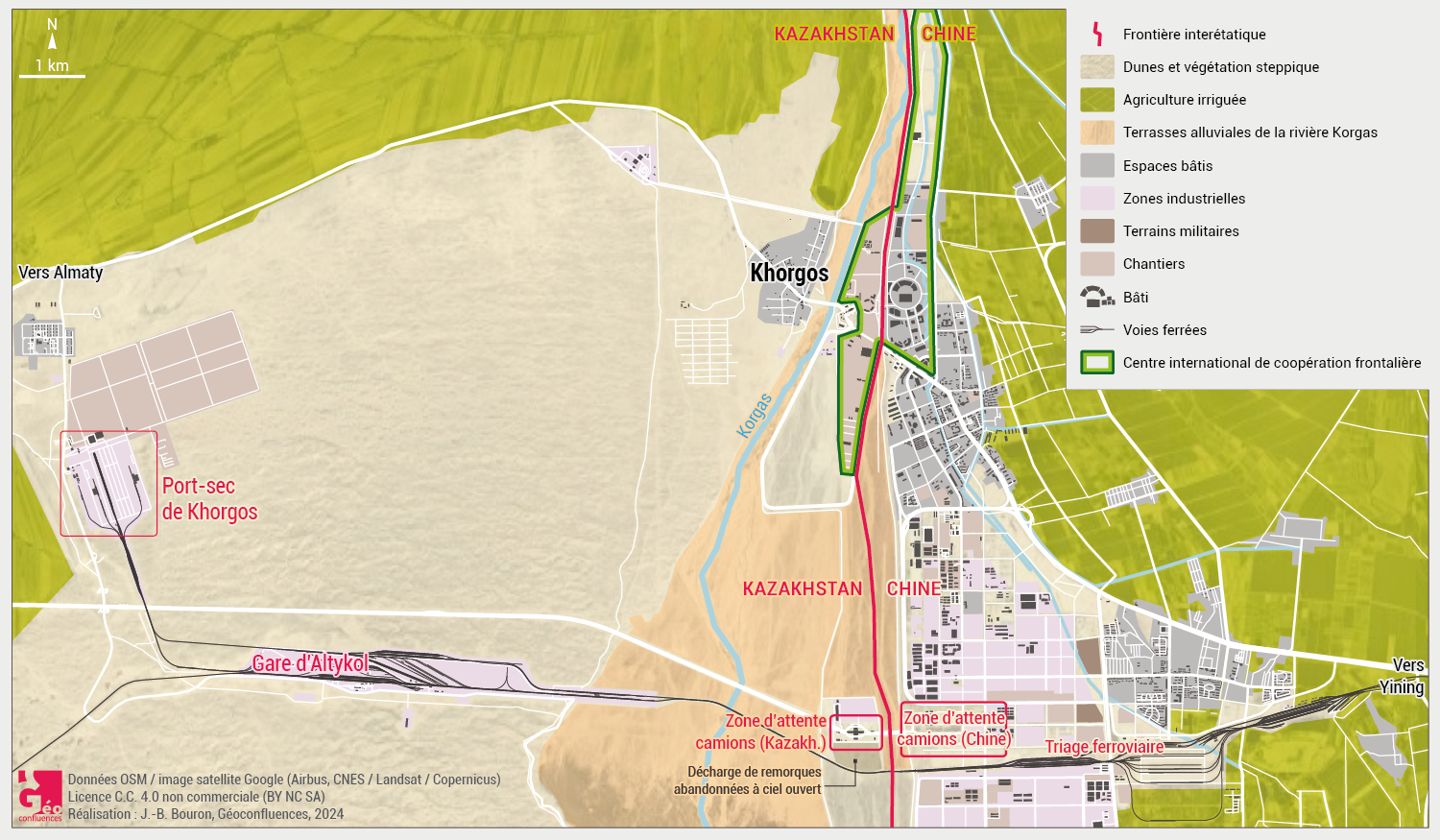 carte de la zone frontalière de Khorgos / Khorgos special zone map