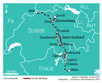 (Carte) la traversée des Alpes suisses et le tunnel du Gothard