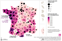 Giratoires ou ronds-points, nombre total et nombre pour 1 000 habitants, par département (France)