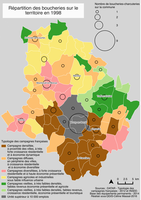 Répartition des boucheries sur le territoire bressan en 1998 (haute définition)