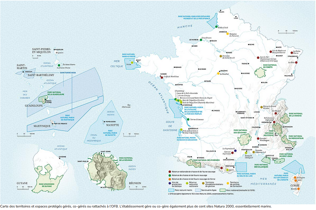 carte des aires marines protégées en France