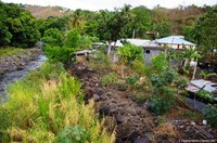 Maisons construites dans le lit de la Grande Rivière des Vieux-Habitants (Guadeloupe)