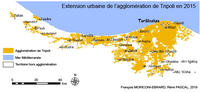 Extension physique de l’agglomération de Tripoli en 2015 (Libye)