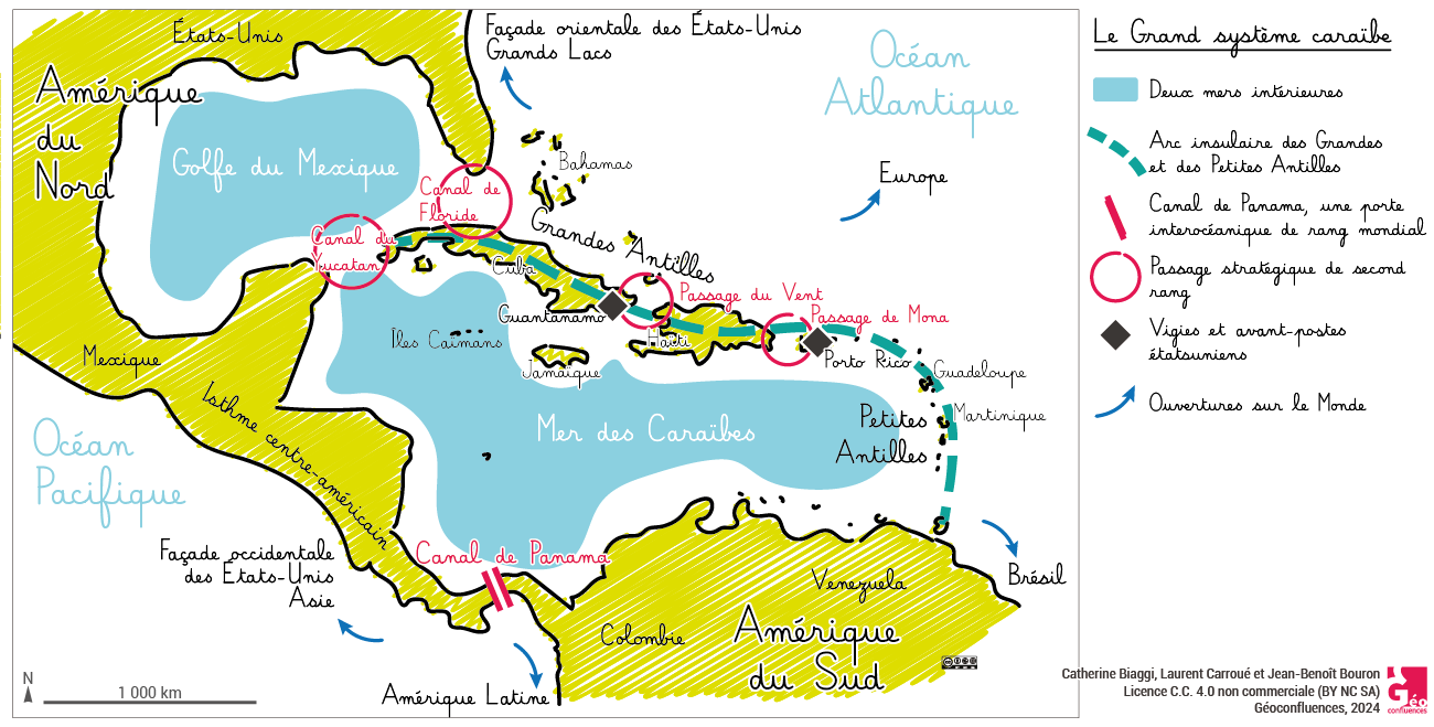 le grand système maritime caraïbe carte