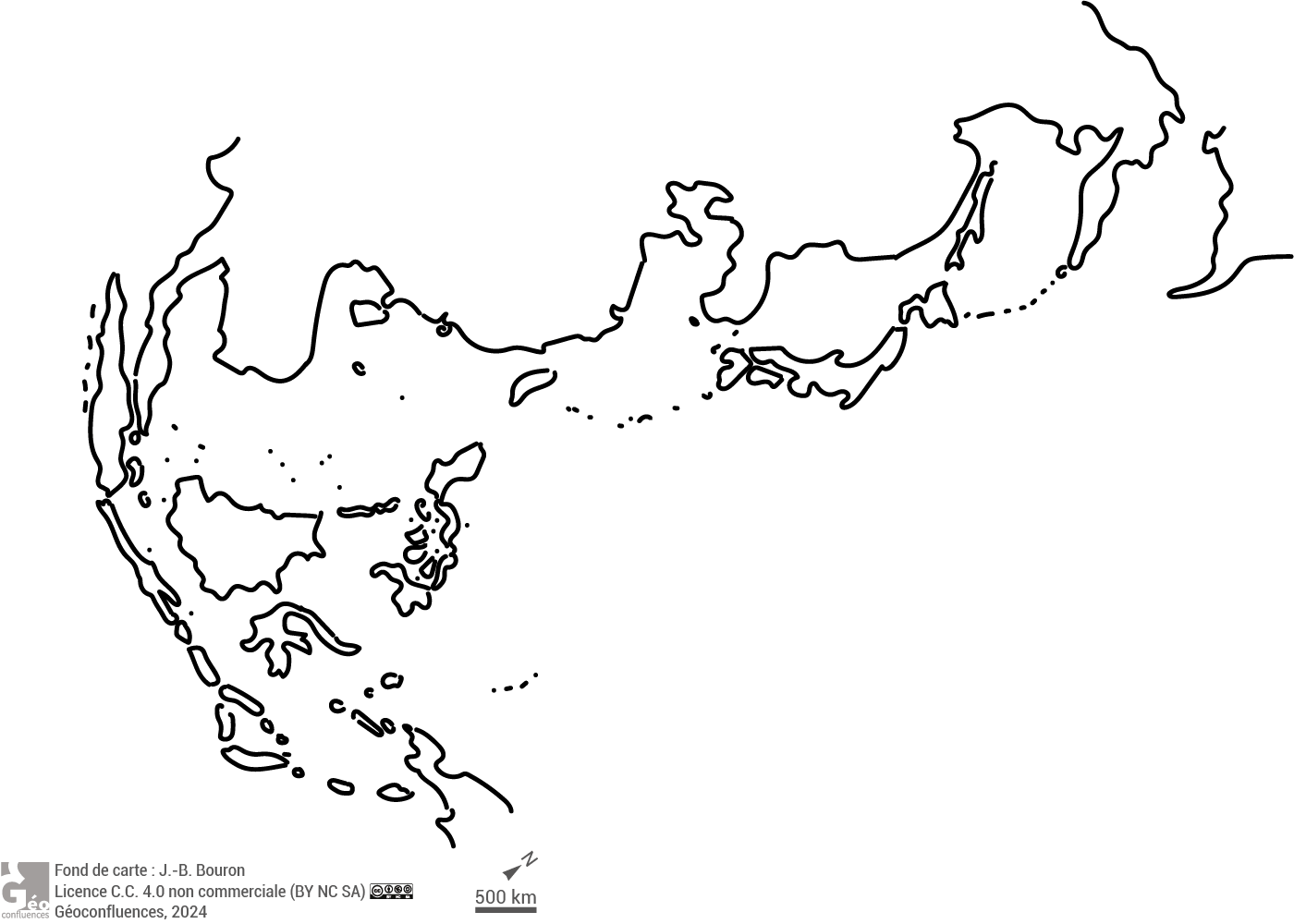 Fond de carte simple, muet et vierge, Façade orientale de l'Asie et Asie du Sud-Est