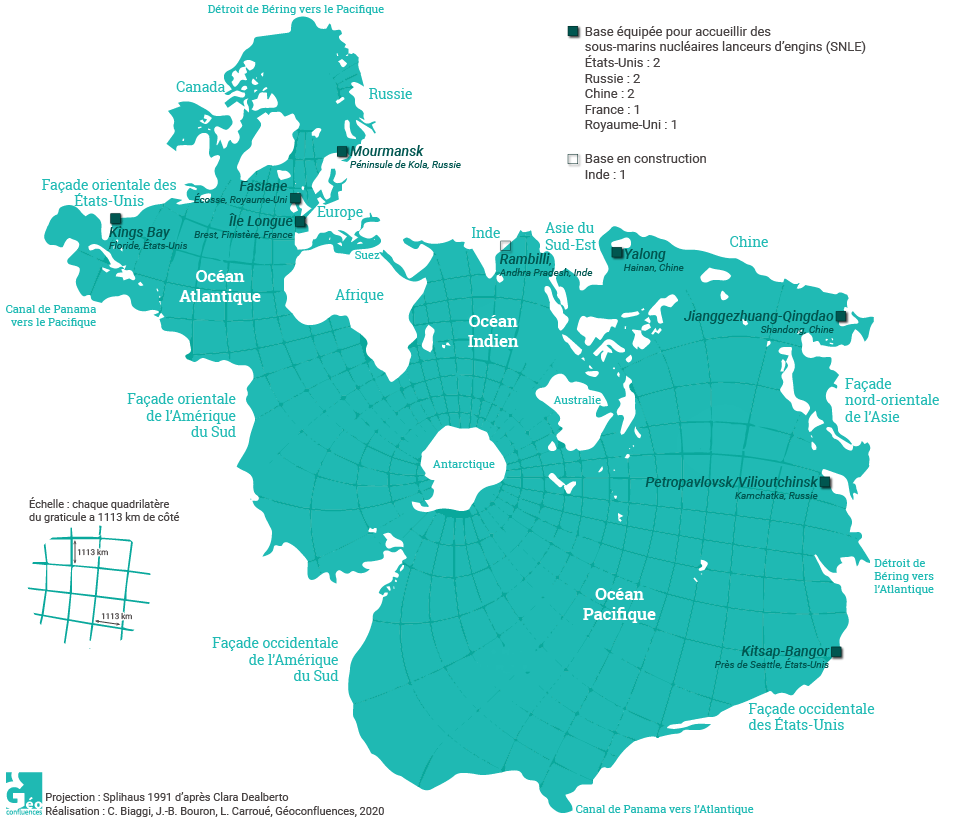 planisphère bases sous-marines monde
