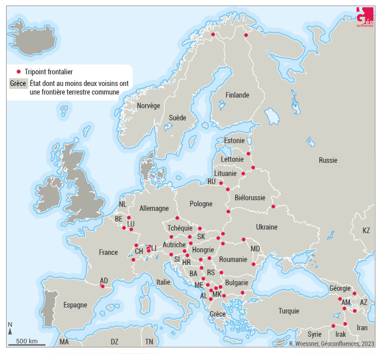 carte des tripoints en europe