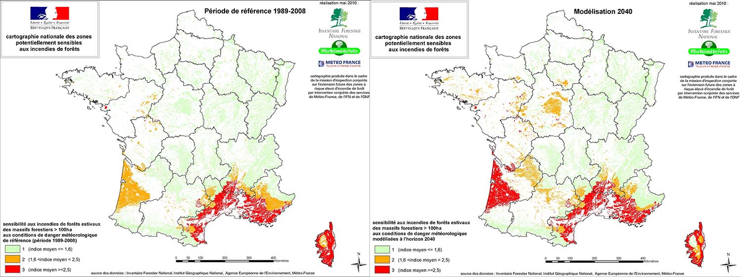 France 2010-2050 feux de forêt