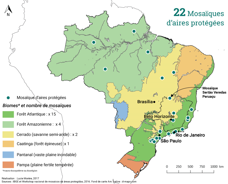 Lucie Morère — carte des 22 mosaïques d'aires protégées au Brésil