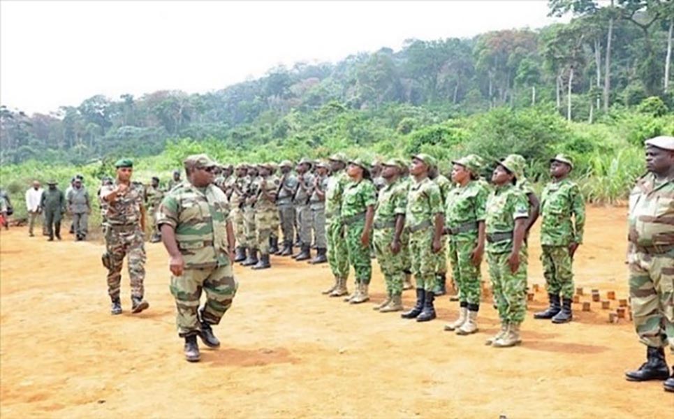 Ali Bongo et agents du parc