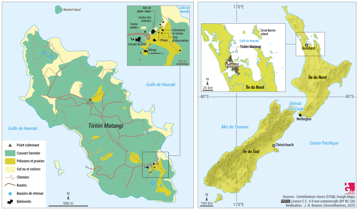 Tiritiri Matangi Island sanctuary map and location in New Zealand Carte de JBB Nouvelle-Zélande