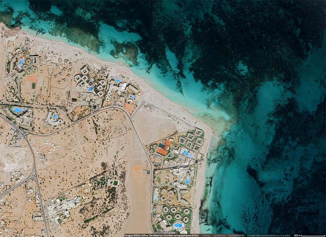 emprise touristique à Djerba, image satellite