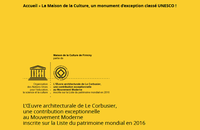 Bandeau de communication utilisé pour bien sériel « L’Œuvre architecturale de Le Corbusier, une contribution exceptionnelle au Mouvement Moderne »