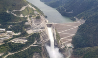 Avancée du barrage d'Ituango en 2020 (Colombie)