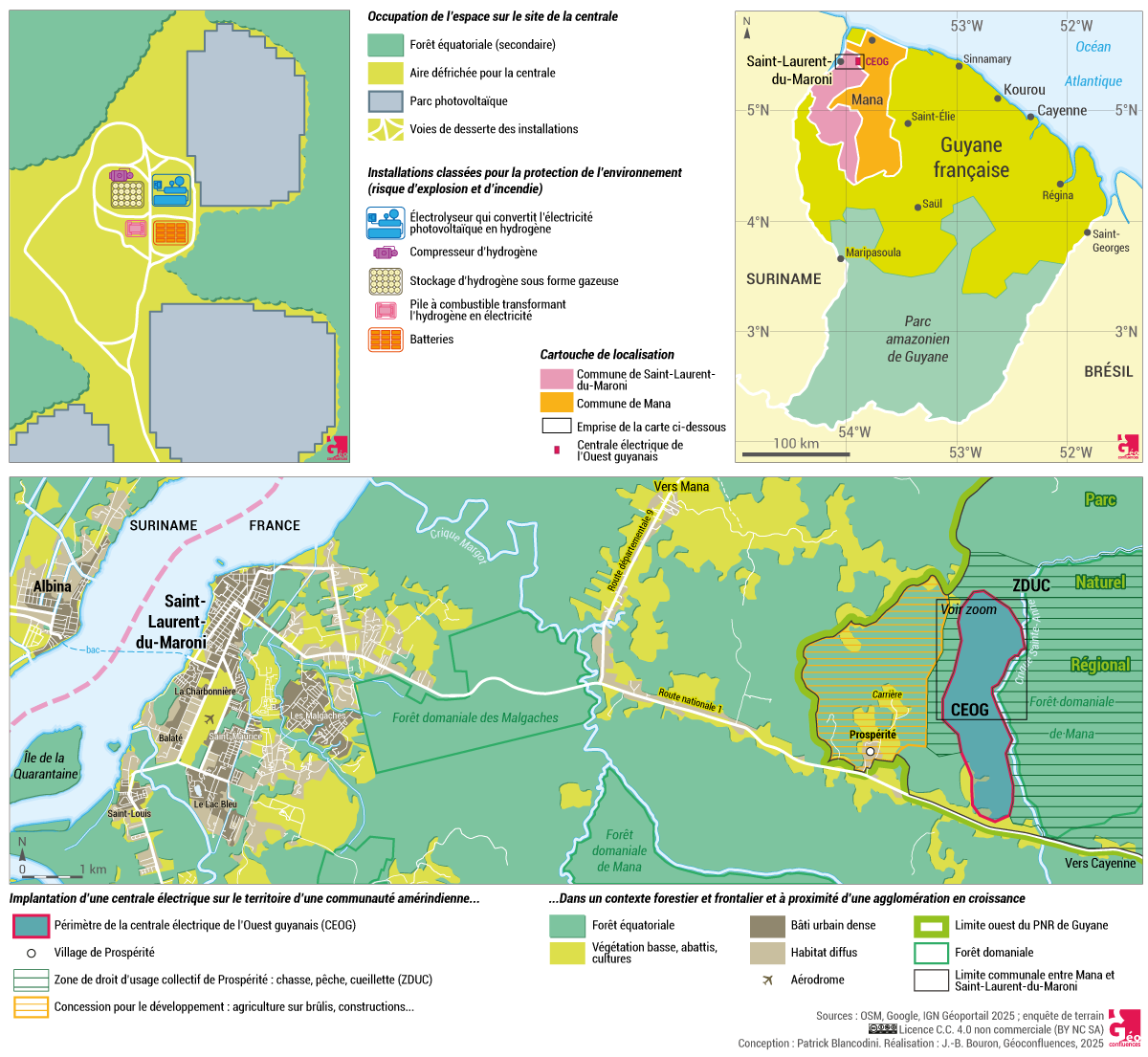 Plan de la centrale et carte du contexte local de l’implantation — licence CC