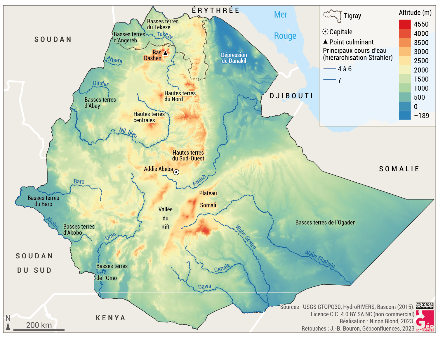 Relief et hydrographie de l'Ethiopie