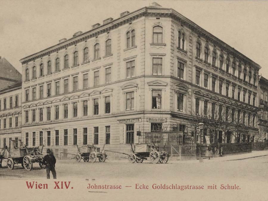 Angle de la Johnstraße 21-23 et de la Goldschlagstraße 106-108, Vienne (Autriche) 1/2 : vers 1900 et en 2024