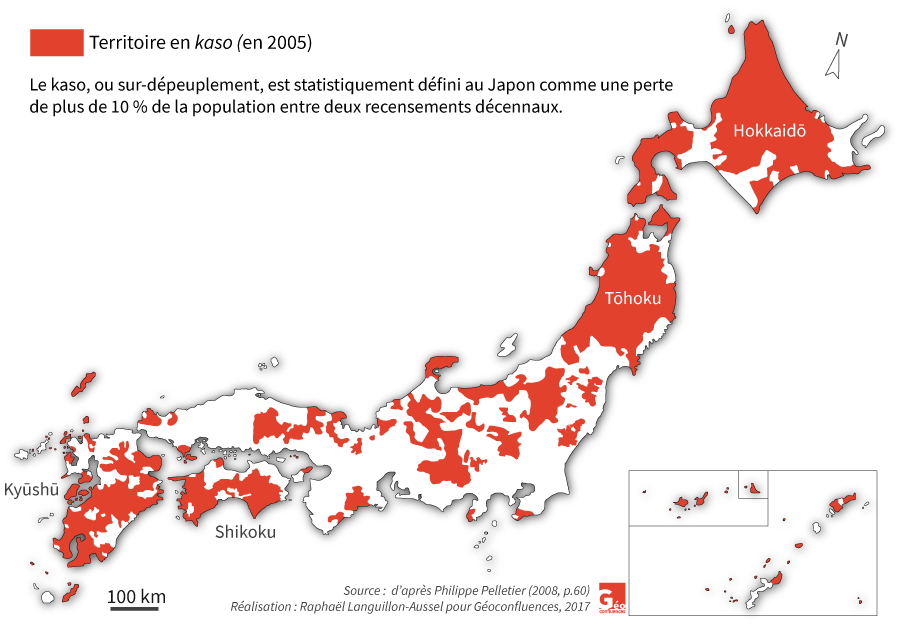Raphaël Languillon-Aussel — carte Territoires en surdépeuplement au Japon
