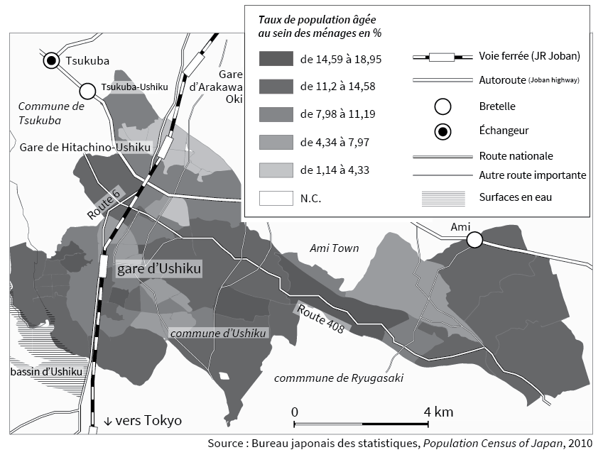  Part des personnes âgées au sein de la population d’Ushiku (Japon)