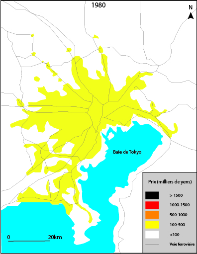 Prix fonciers résidentiels à Tokyo en 1980
