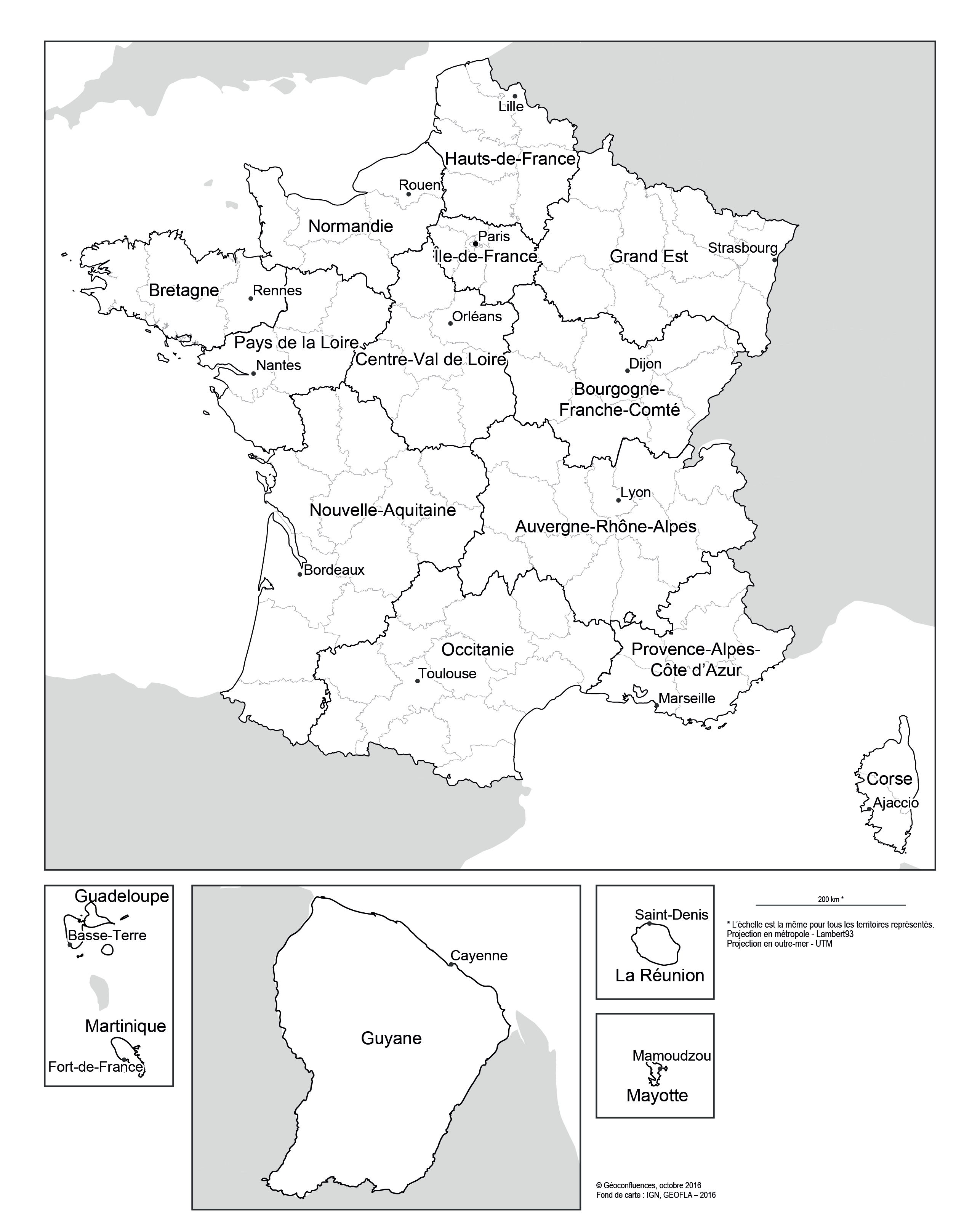 Cartes Des Regions De La France Metropolitaine 2016 Dedans Carte Des Images