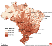 Géographie des inégalités de développement humain à l’échelle des municipalités (Brésil, 2018)