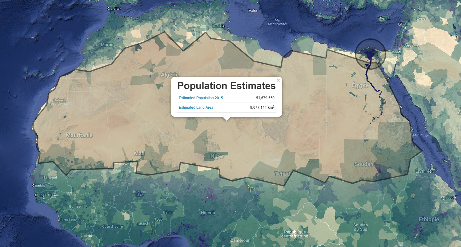 carte NASA estimation population du Sahara