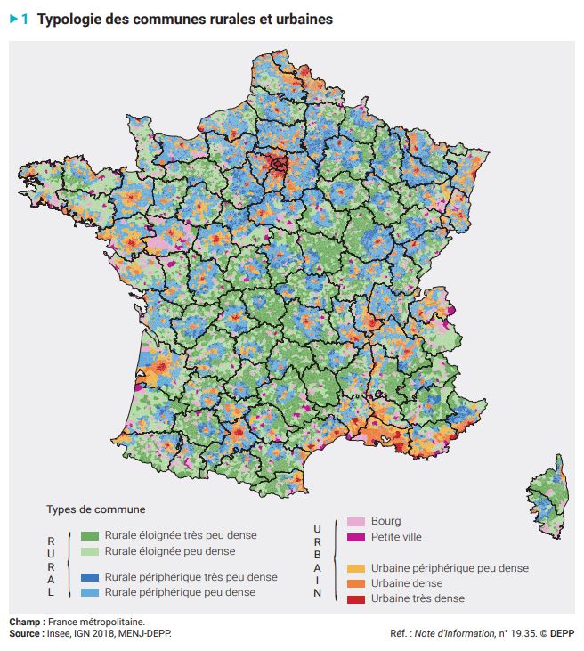 carte communes rurales urbaines depp