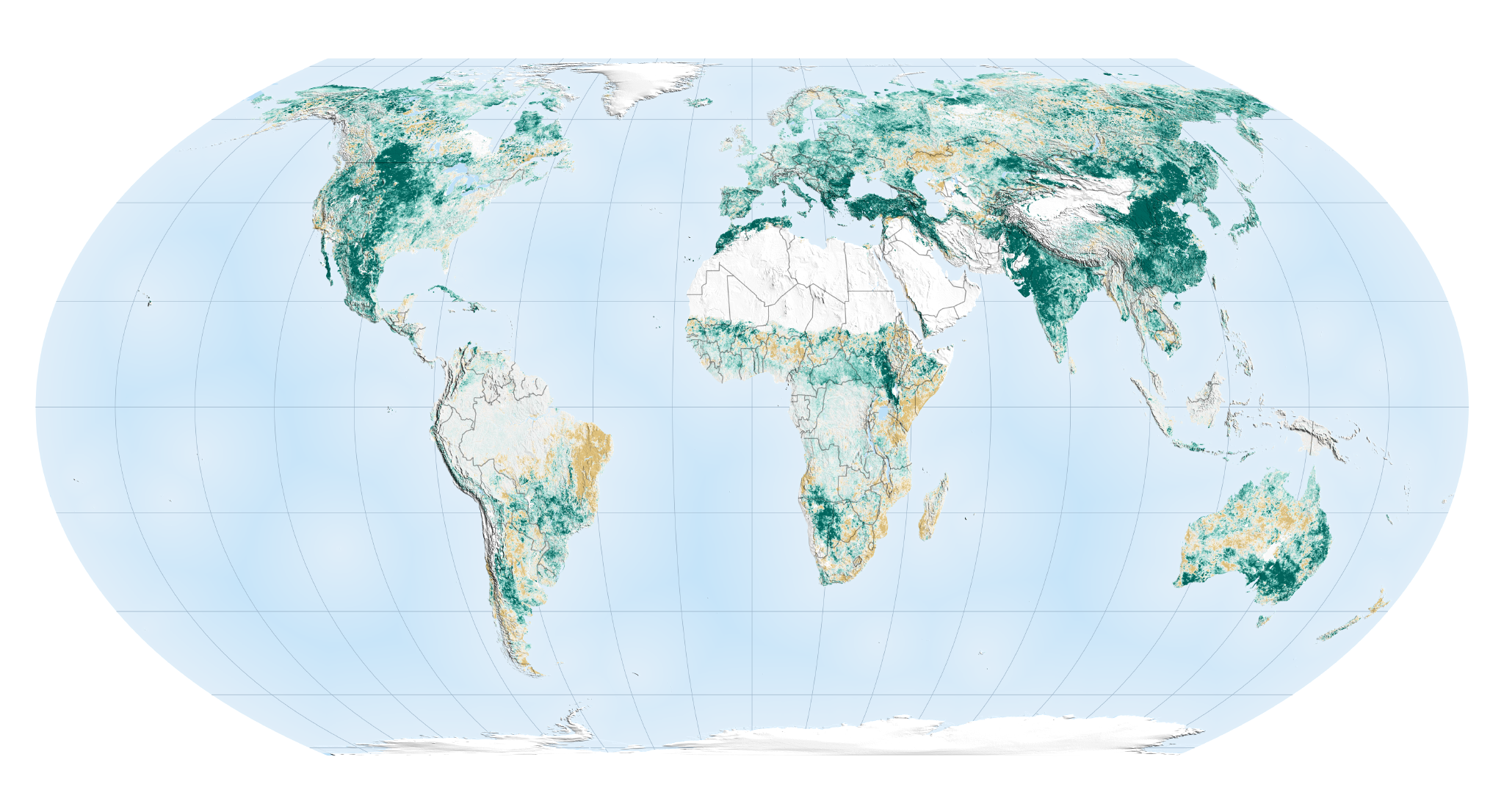 NASA verdissement carte échelle mondiale