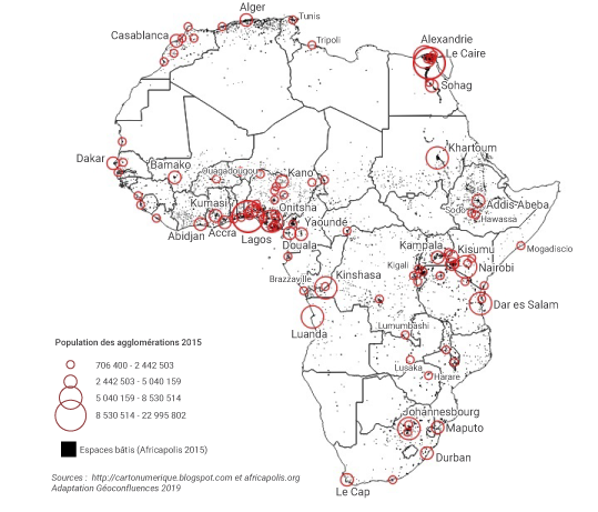 Carte population des villes africaines 2015 2019