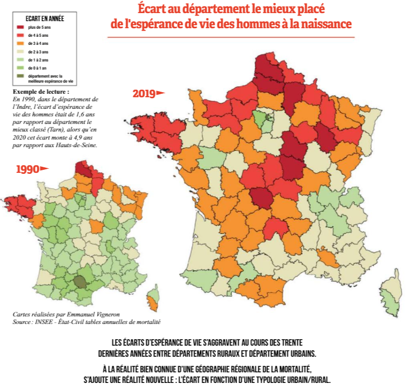 Espérance de vie, écart au département le mieux placé en France