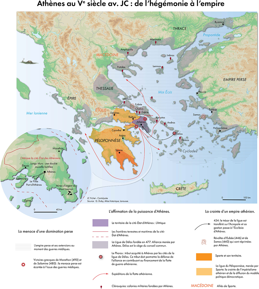 mer Egée Athènes Ve siècle carte 5e siècle plan