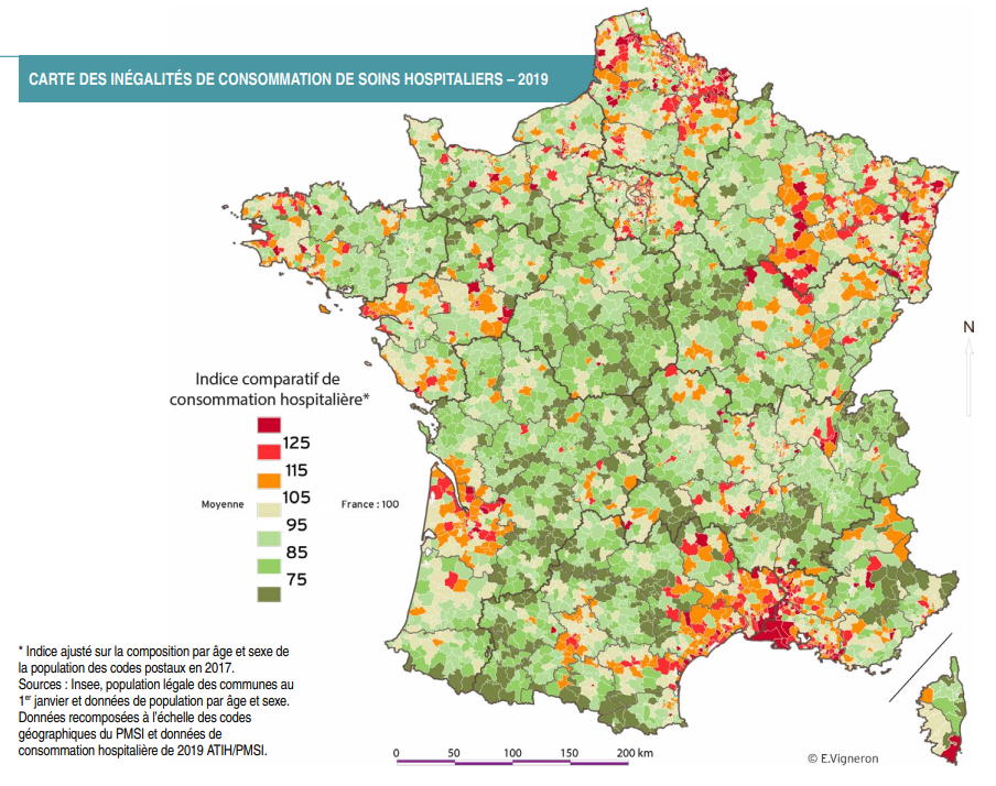 Accès aux soins en France inégalités ville campagne