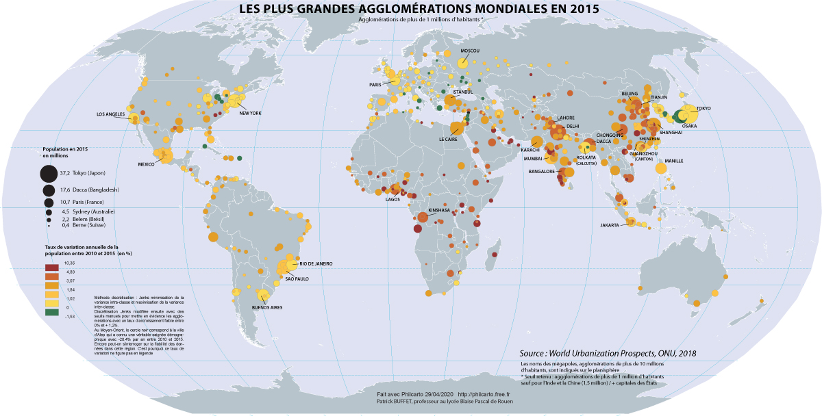 Les plus grandes agglomérations mondiales en 2015