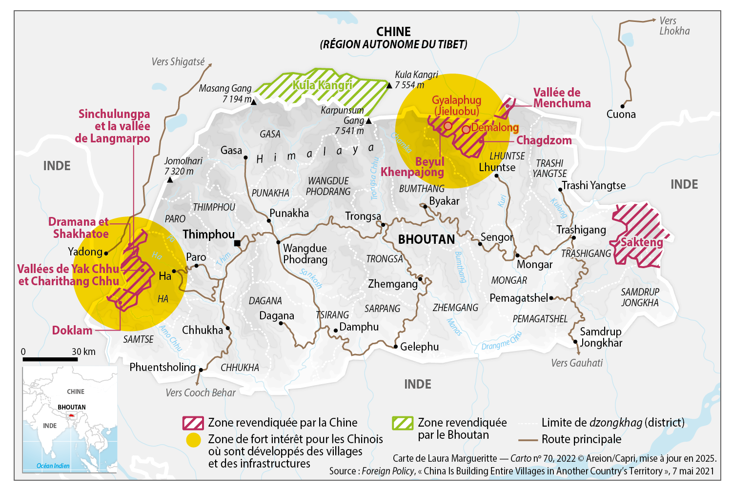 Différends frontaliers et pression chinoise sur le Bhoutan