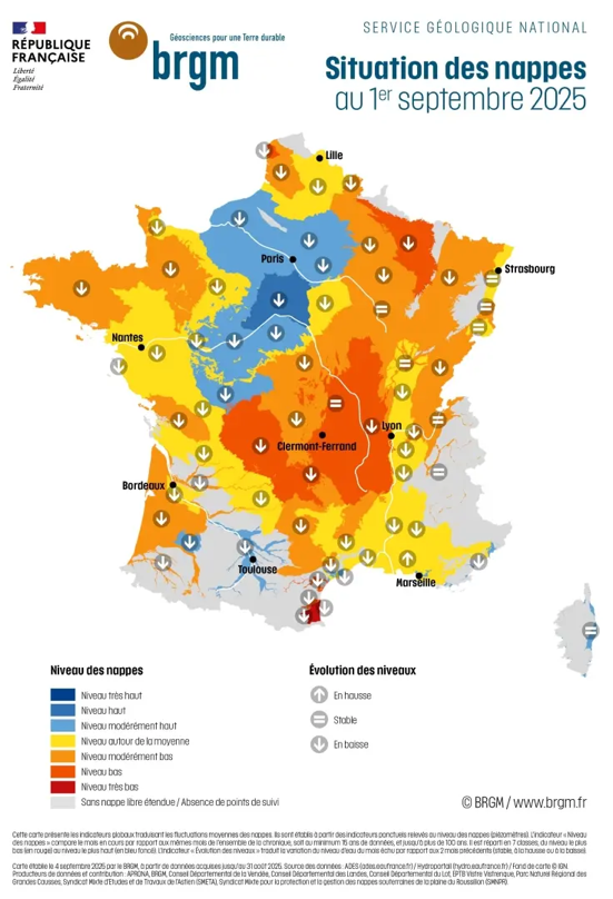 Carte nappes phréatiques BRGM