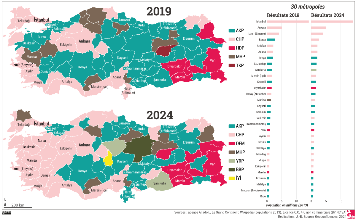 Résultats élections Turquie carte 2024