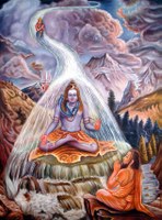 Illustration de la naissance du Gange avec Ma Ganga et Shiva